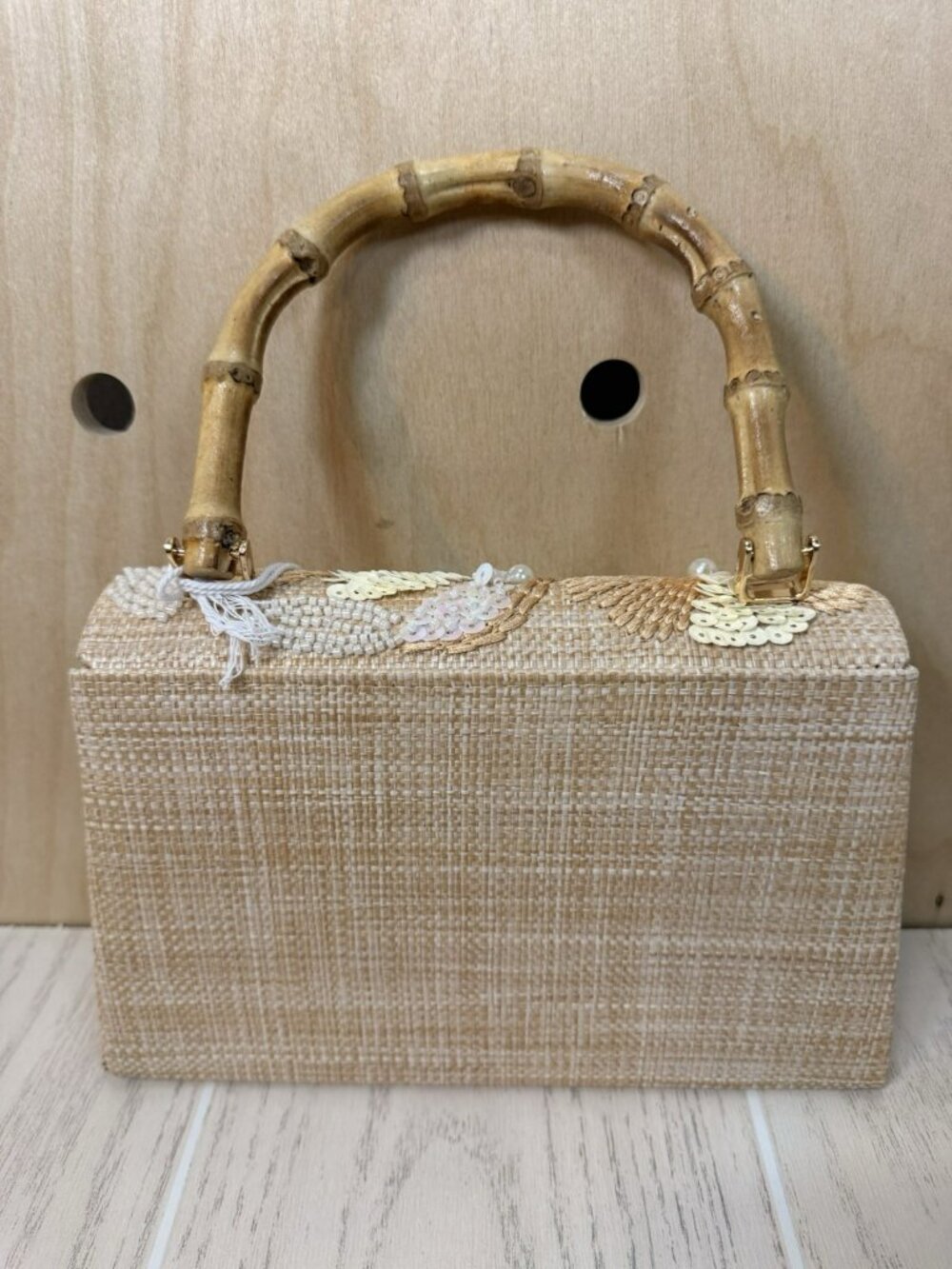 New With Tags HAUTE HIPPIE Small Boho Beaded Sequin Natural Linen Purse Clutch - Picture 8 of 16